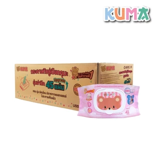 [ยกลัง] KUMA - คุมะ กระดาษทิชชู่เปียก รุ่นฝาปิด 45 แผ่น สูตรปราศจากแอลกฮอล์ (36ห่อ/ลัง)