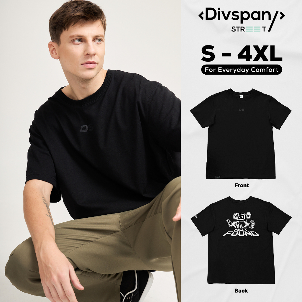 Divspan – เสื้อยืด สตรีทมินิมอลดำ ชาย/หญิง S - 4XL รุ่น Fear Not Found