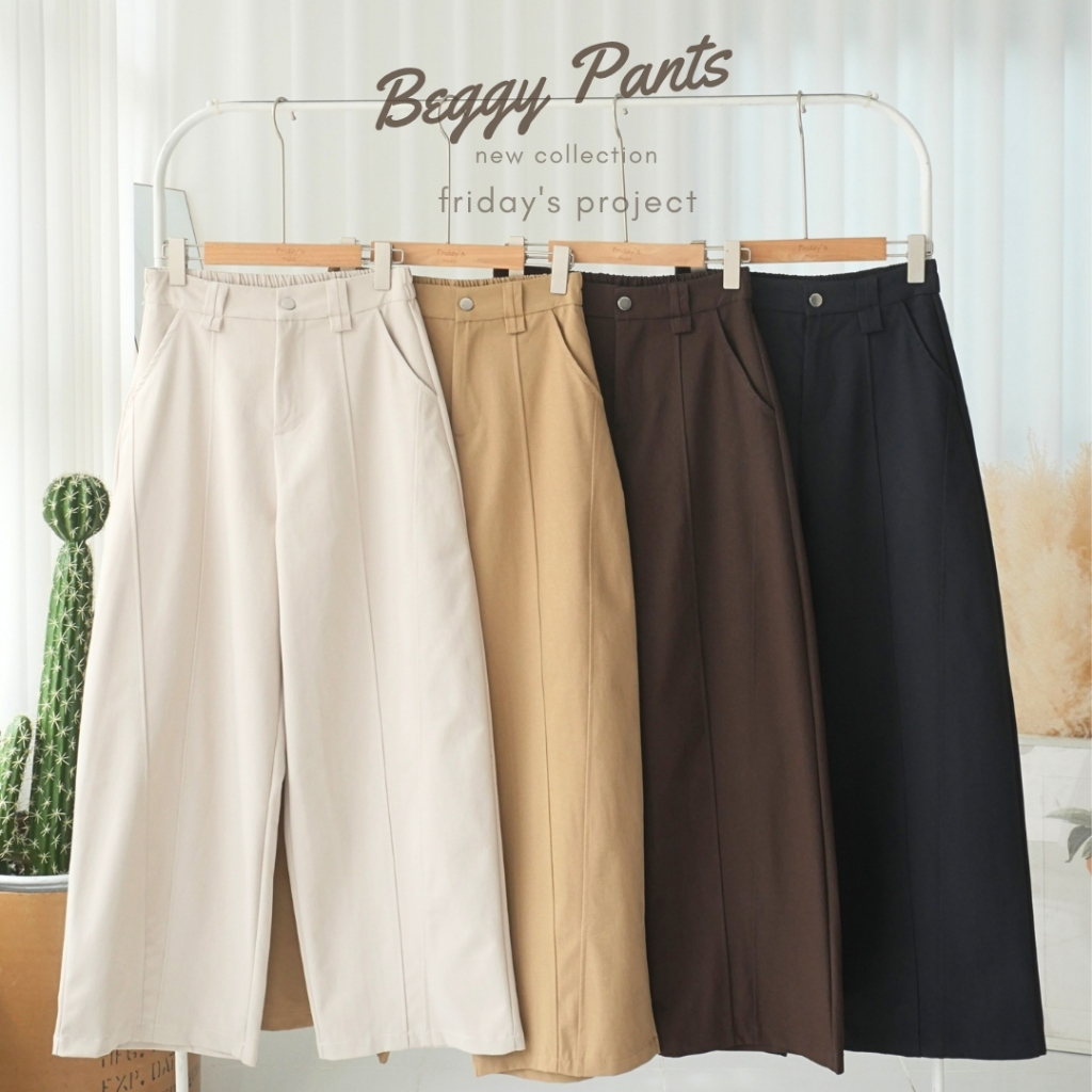 beggy pants กางเกงผ้าเวสปอยทรงเบกกี้ ผ้าไม่ต้องรีด ผ้าทิ้งตัว