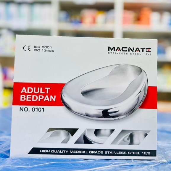 หม้อนอน หม้อนอนสแตนเลส กระโถนสแตนเลส สำหรับผู้ใหญ่ Bed Pan Stainless ยี่ห้อ MAGNATE (แม็กเนท)