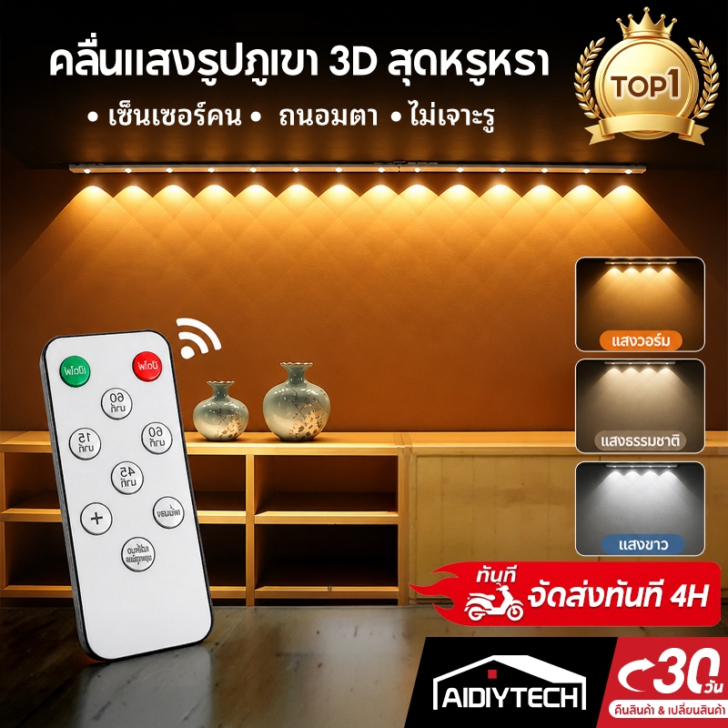 AIDIYTECH แถบไฟ LED ไฟแต่งห้อง ไฟตกแต่งห้องเพดานข้างเตียง Cat Eye สามสี USB TYPE-C ชาร์จโคมไฟ ปรับได้ 3 สี ขนาดต่าง