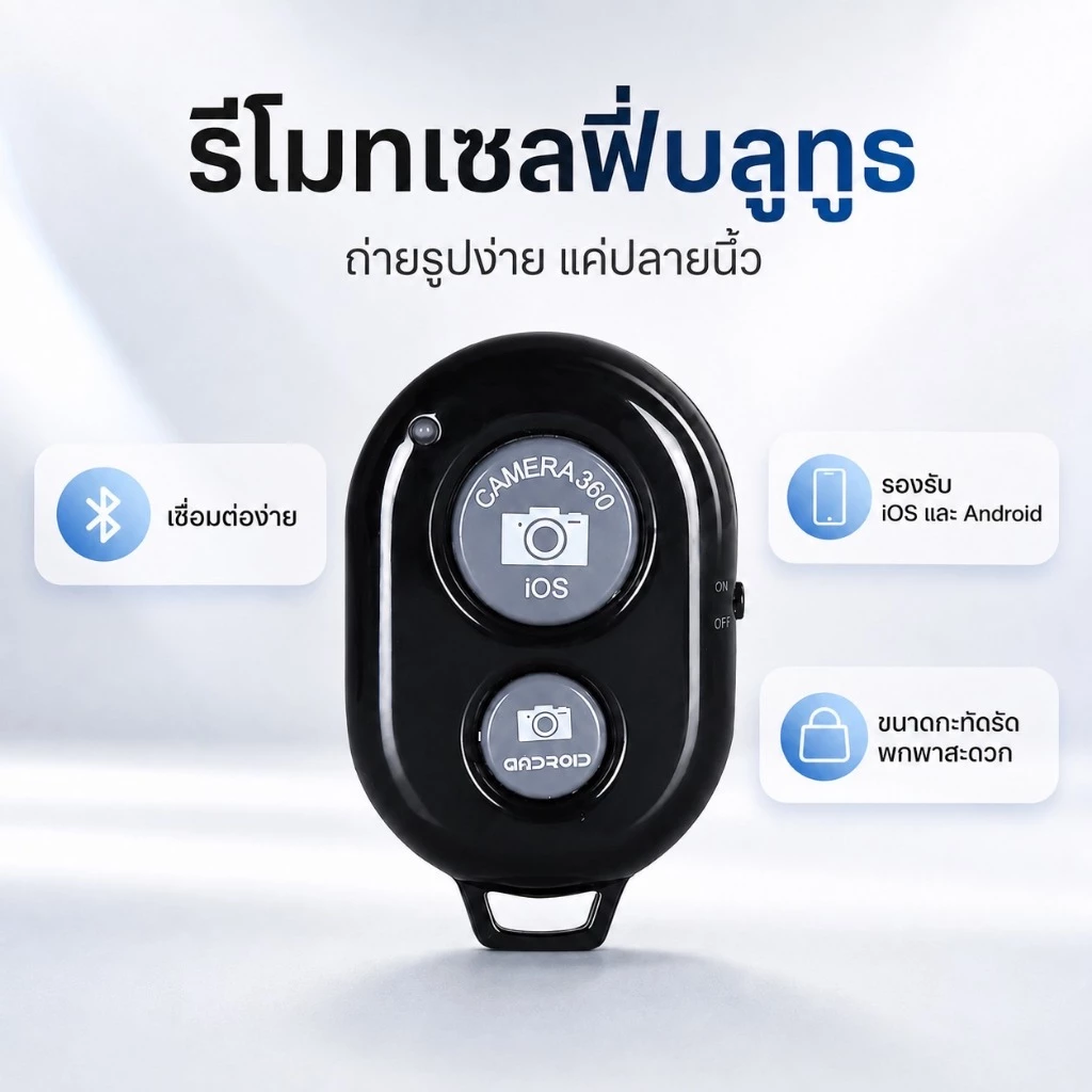 🔥AB Shutter3 Bluetooth รีโมทถ่ายรูป แบบไร้สาย พร้อมถ่าน รีโมตกดชัตเตอร์บลูทูธไร้สาย