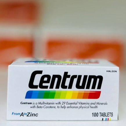 Centrum From A to Zinc + Beta Carotene Lutien เซนทรัม วิตามินและเกลือแร่รวม บรรจุ 100 เม็ด