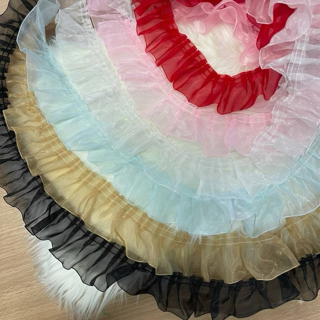 ระบายผ้าแก้วชั้นเดียว 2นิ้ว/10หลา130บาท/ต่อสี