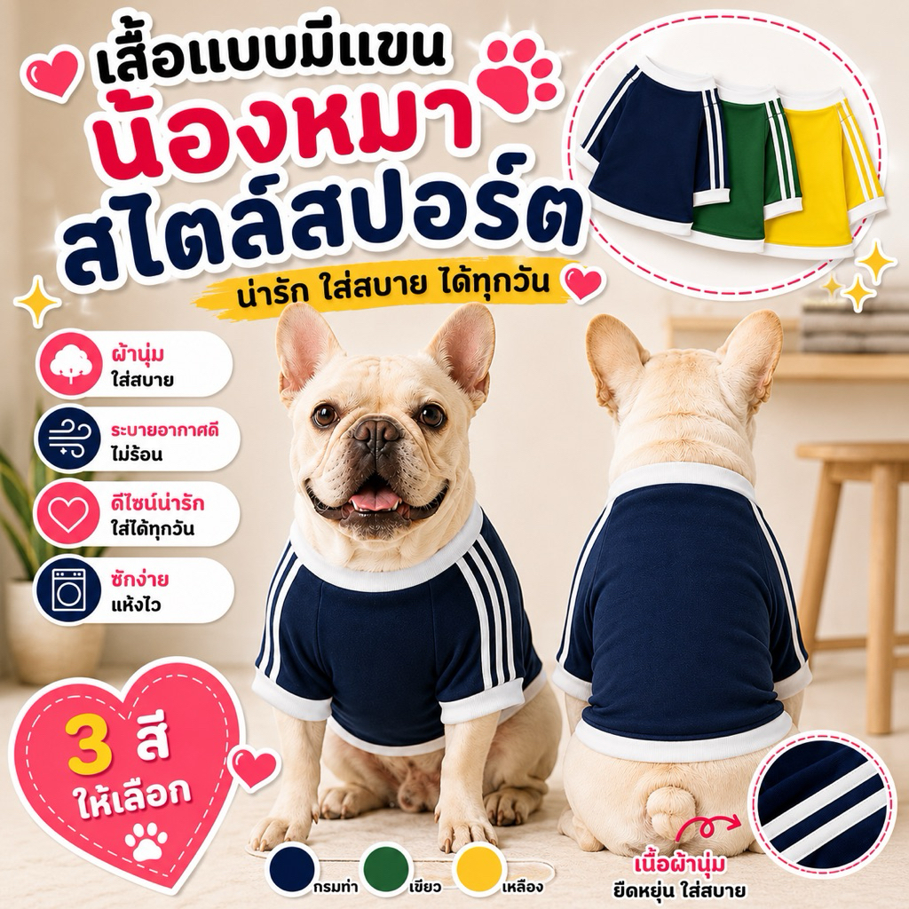 🇹🇭พร้อมส่ง🇹🇭 เสื้อหมา เสื้อแมว สไตล์สปอร์ต เนื้อผ้าวอม เ