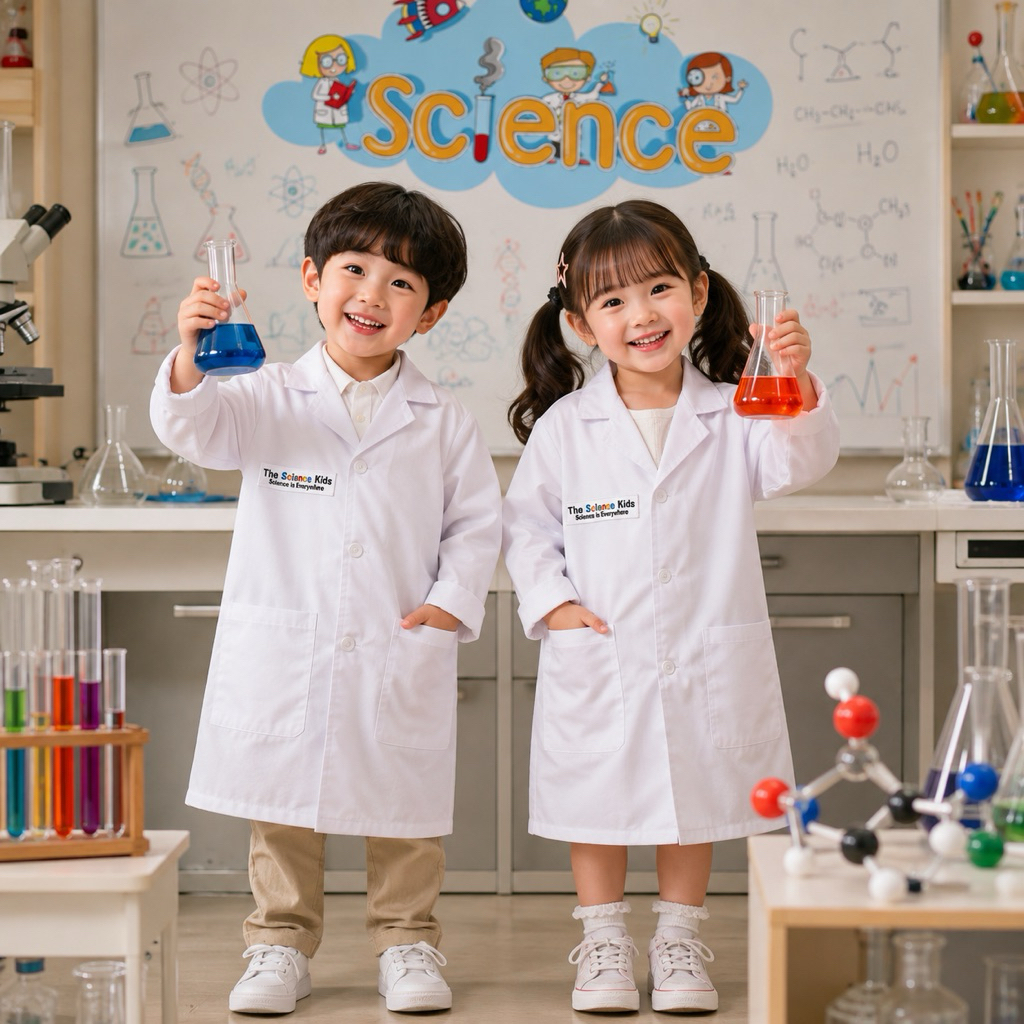 💚พร้อมส่งด่วน! จากนนทบุรี🧑🏻‍🔬🔬 ชุดนักวิทยาศาสตร์เด็ก เสื้อกาวน์แขนยาวเด็ก Scientist Kid สีขาวผ้าคอตตอล
