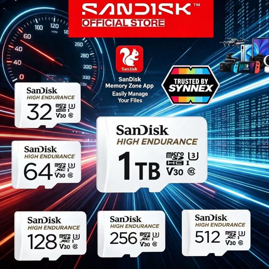 SanDisk High Endurance 32GB 64GB 128GB 256GB 512GB 1TB microSD Card (SDSQQNR)เมมโมรี่ กล้องติดรถยนต์ วงจรปิด
