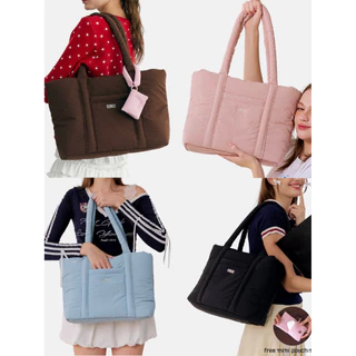 A DAY PUFFY TOTE BAG 🌈 กระเป๋านุ่มนิ่มไซค์ใหญ่ “กันน้ำ” รองรับโน๊ตบุ้ค15นิ้ว (ฟรีพวงกุญแจ mini pouch)