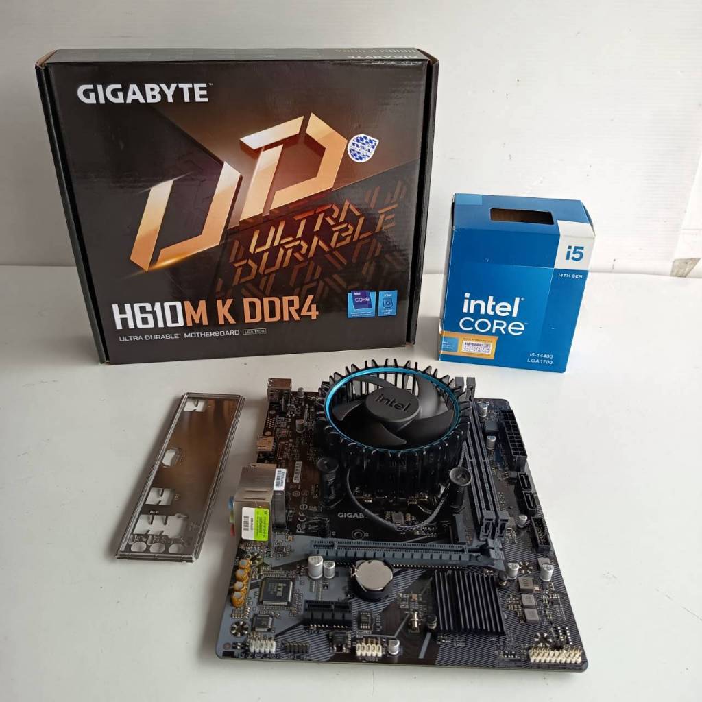 CPU  Core i5  14400  2.50GHz + M/B  GIGABYTE  H610M-K  DDR4  *CPU+M/B  4  เดือน*