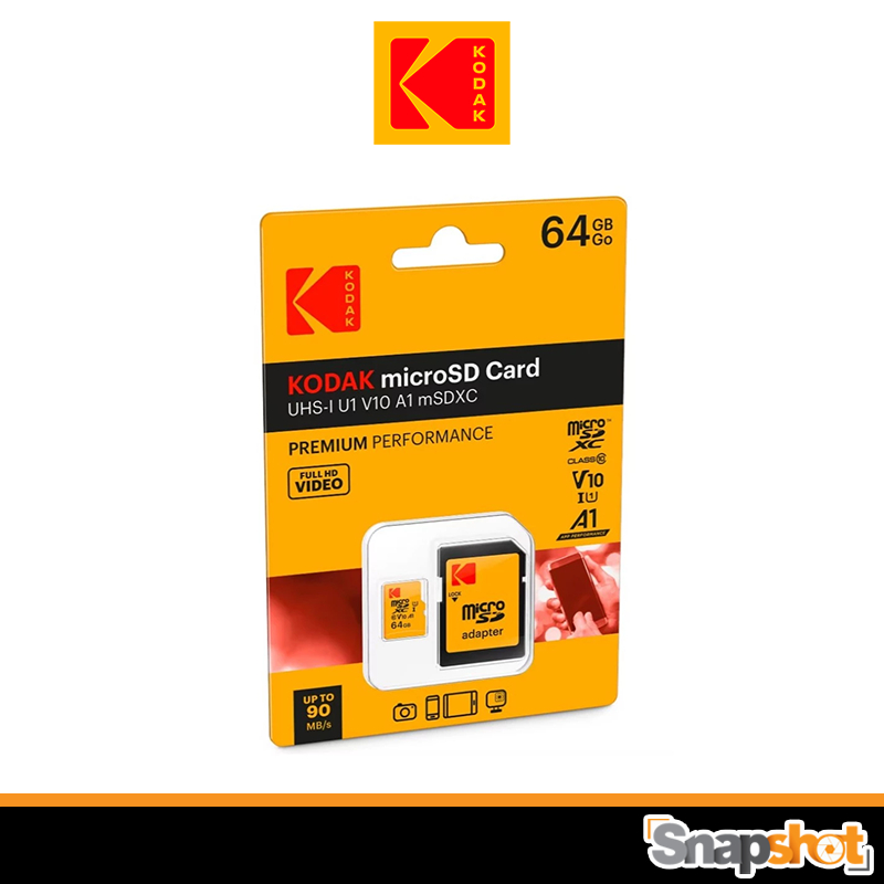 KODAK microSD 64GB Class 10 UHS-I U1 V10 A1 Premium mSD Card microSDHC