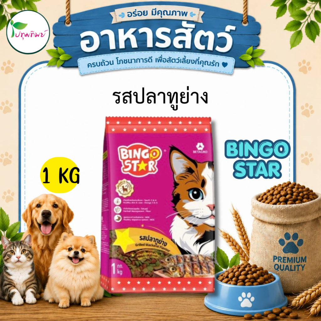 Bingo Star อาหารเม็ดแมวโต ขนาด 1 กิโลกรัม