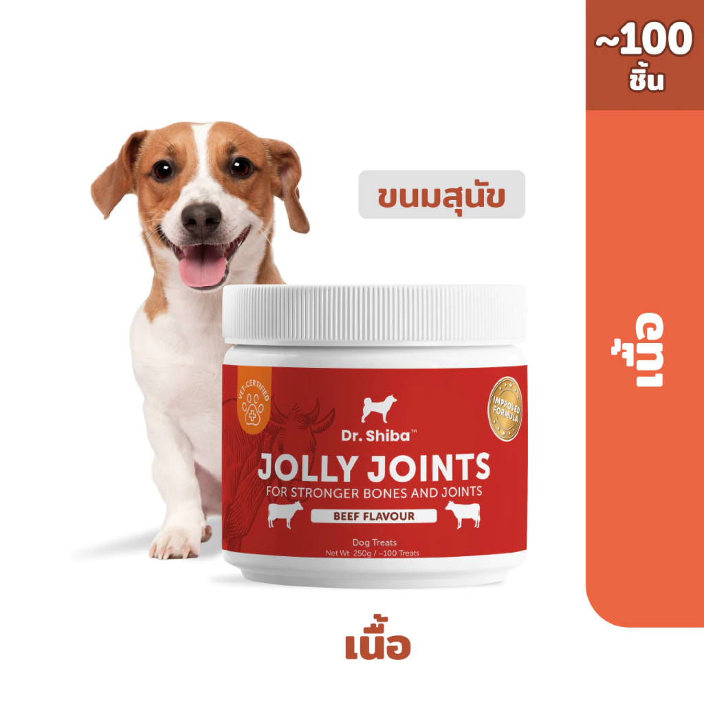 Dr. Shiba Jolly Joints - Dog Treats ขนมสุนัข (ข้อต่อ, กระดูก) รสเนื้อ/เป็ด/แซลมอน 250 กรัม