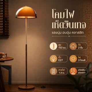 ⭐⭐โคมไฟตั้งพื้น โคมไฟตั้งห้องนั่งเล่น โคมไฟบรรยากาศ American Mid-century Vintage วางข้างโซฟา โคมไฟดีไซเนอร์