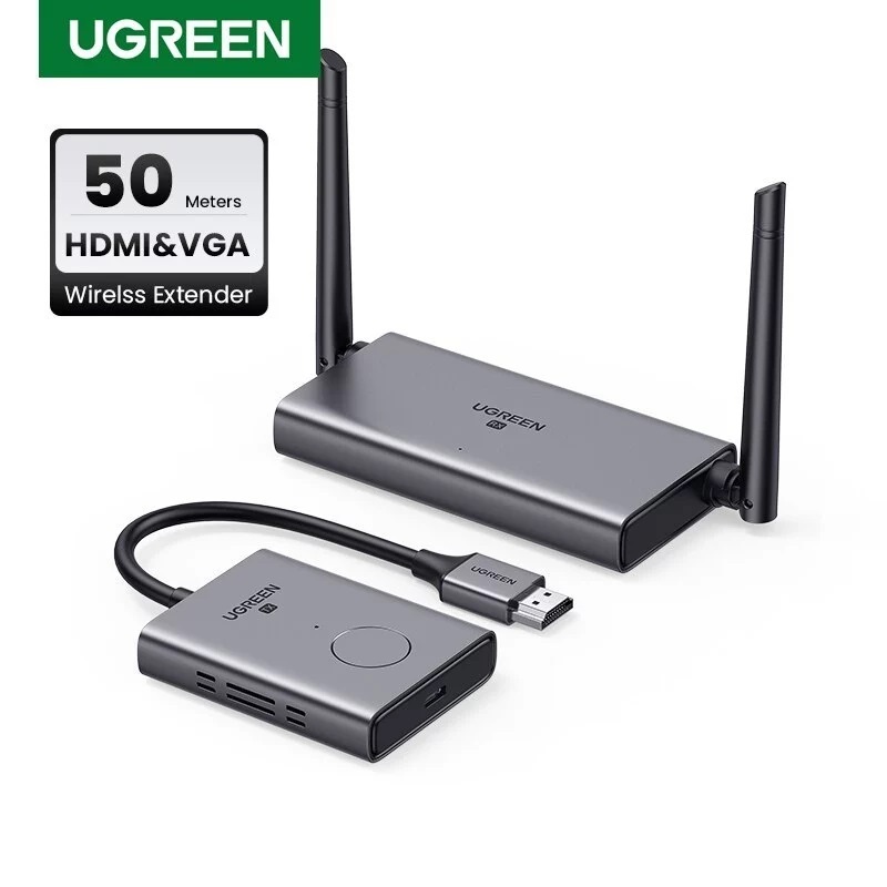 UGREEN CM506 50633 HDMI Wireless Extender 1080P 50M. ตัวขยาย สัญญาณ Output HDMI เเละ VGA