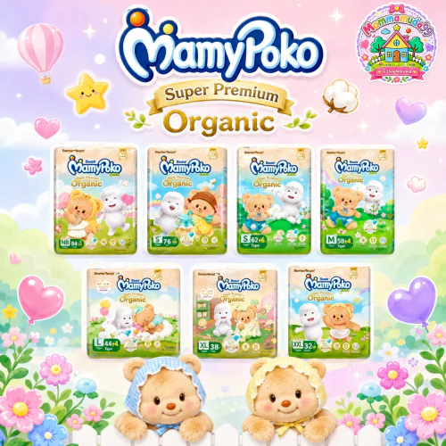 MamyPoko Super Premium Organic มามี่โปะโกะ ผ้าอ้อมเด็กเทปกาวและกางเกง ไซ้ NB-XXL 1ห่อ