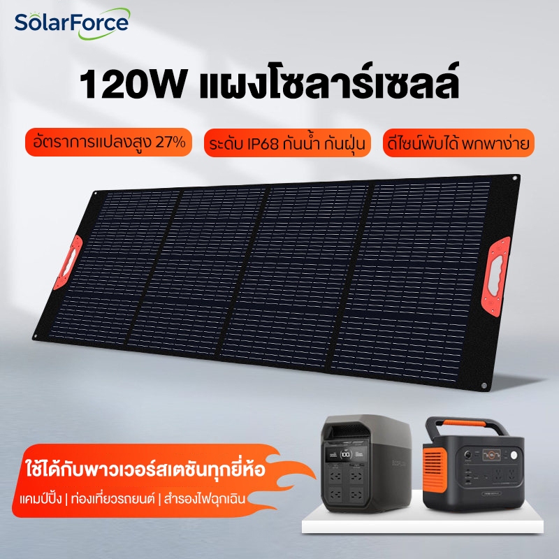 แผงโซล่าเซลล์ 100W 120W Solar Panel Portable Solar Power แผงโมโน Camping Powerbank โซล่าเซลล์ Portable Solar Cell