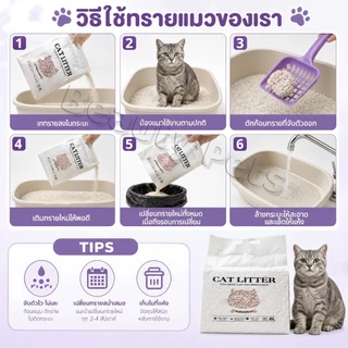 ทรายแมวแบบผสม 6L ทรายแมวแบบผสม จับตัวเร็ว ลดกลิ่นดีเยี่ยม ฝุ่นต่ำ ไม่ติดเท้า ทนทาน ดี Cat Litter