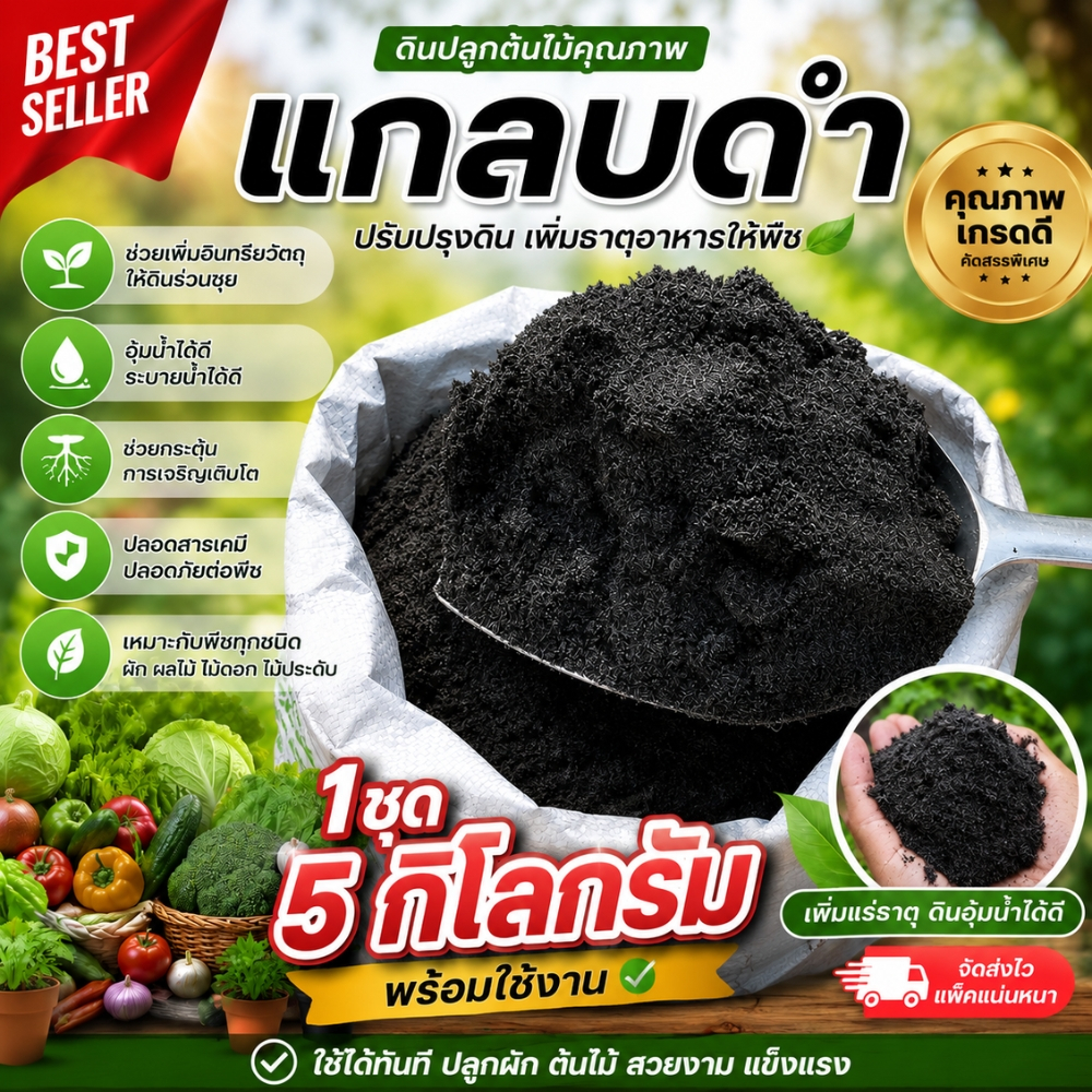 แกลบดํา ชุดละ 5 กิโลกรัม แกลบดําเพาะ แกลบดําปลูกต้นไม้ สินค้าคุณภาพ พร้อมใช้ (แกลบดำ5กิโลกรัม)