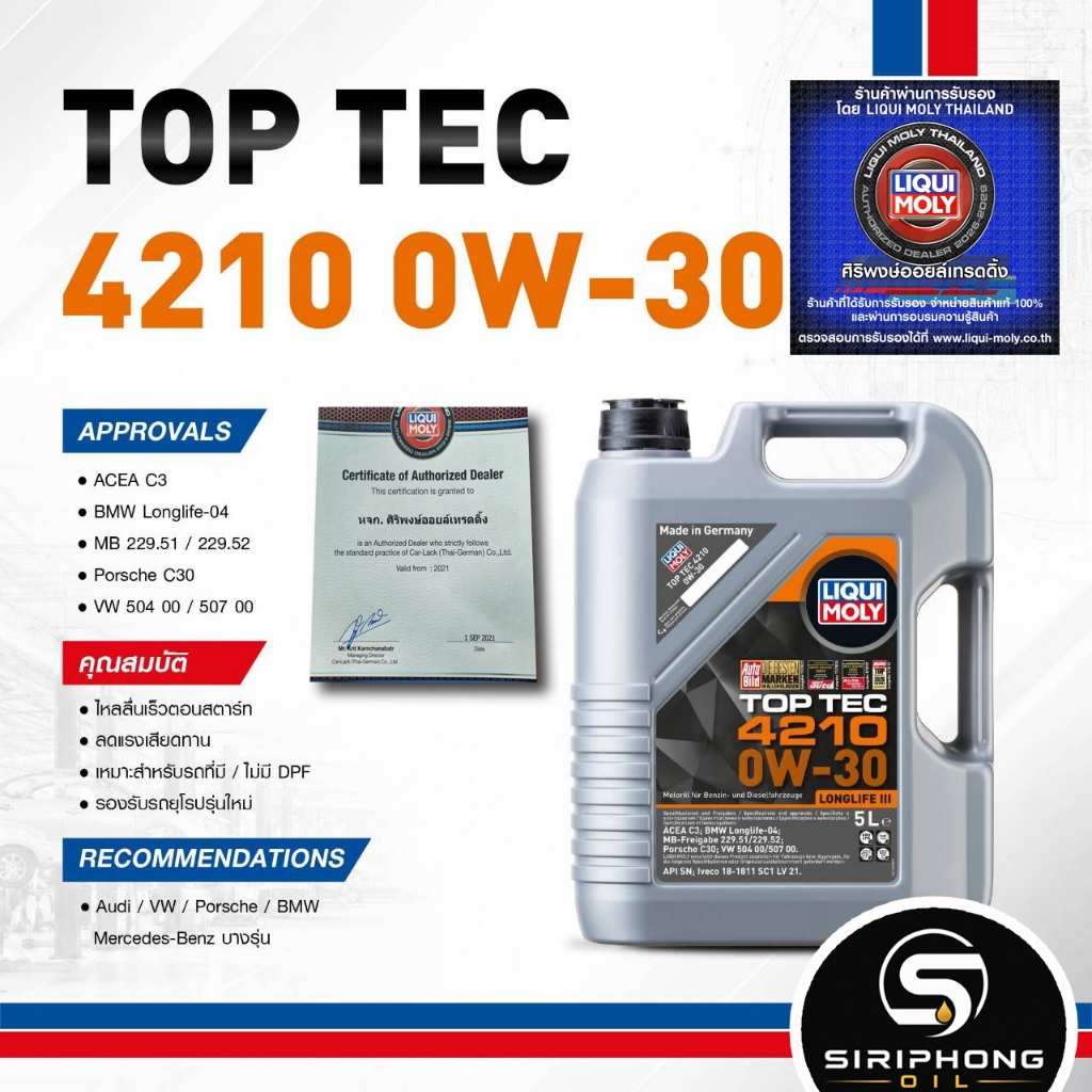 น้ำมันเครื่อง Liqui Moly Top Tec 4210 SAE 0W-30 (5L) BMW Longlife-04