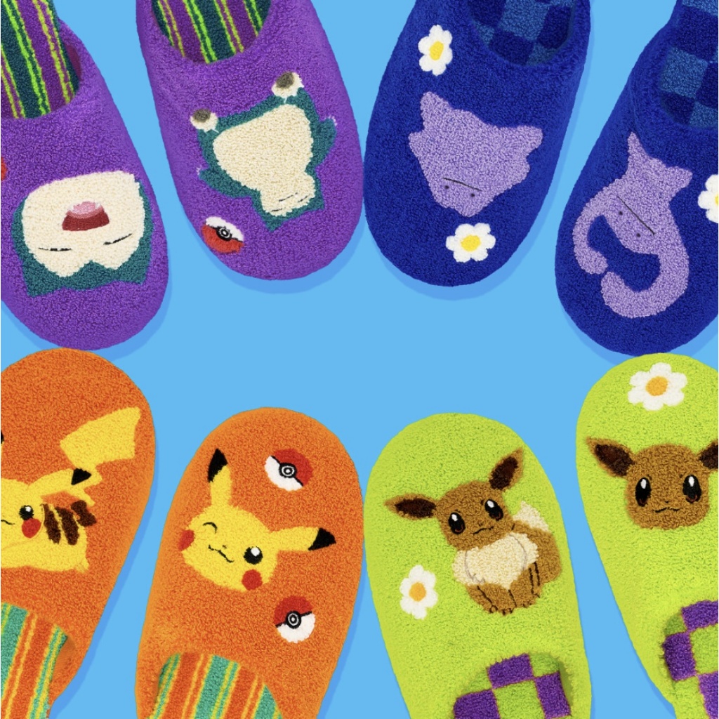 ( พร้อมส่ง ) Wiggle Wiggle x Pokemon Terry Home Slipper รองเท้าเดินในบ้านผ้านุ่มพื้นกันลื่น
