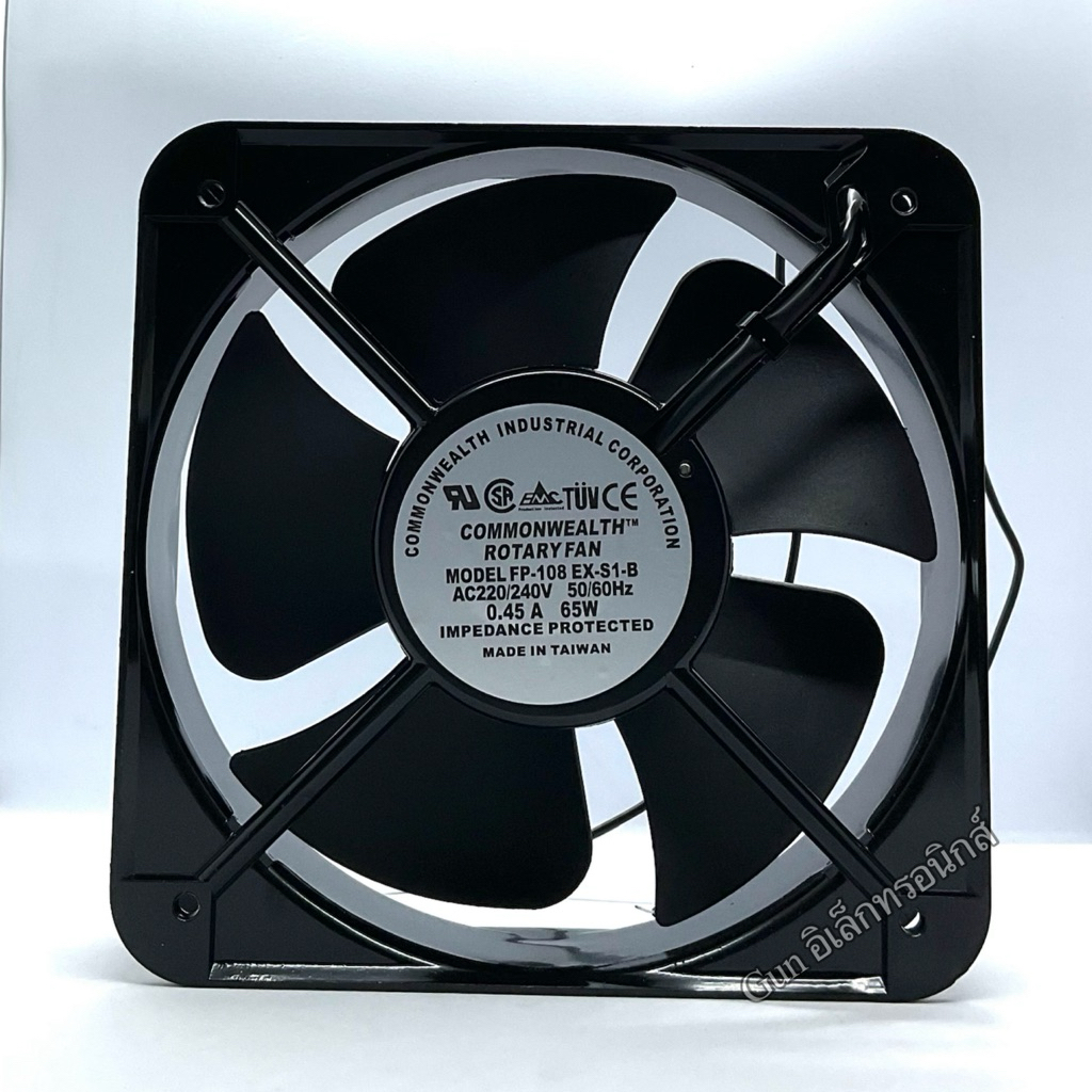 พัดลม 8นิ้ว Model : FP-108 EX-S1-B AC220-240 50/60Hz 0.45A 65W size 200x200x60mm