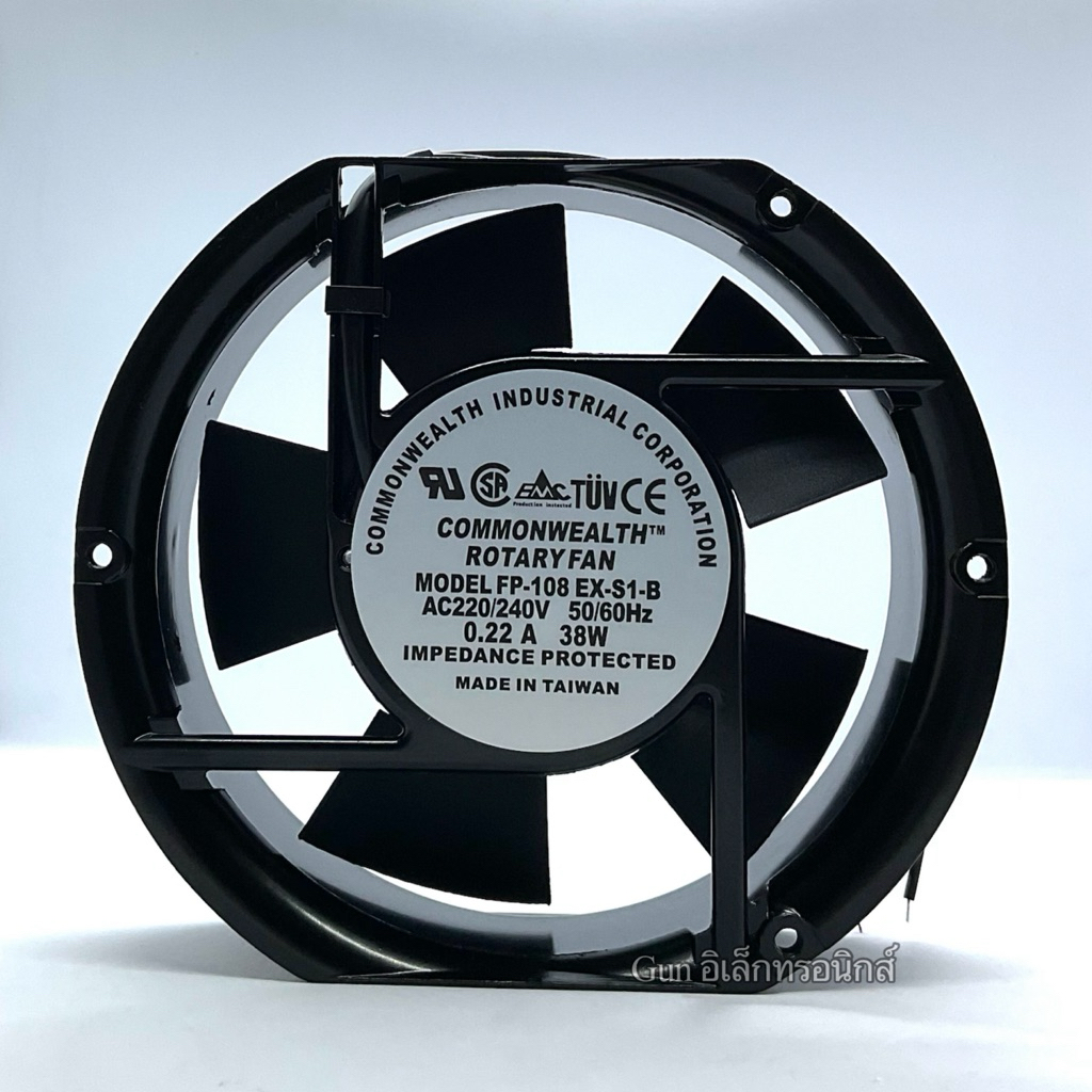 พัดลม 6นิ้ว หัวตัด Model : FP-108 EX-S1-B AC220-240 50/60Hz 0.22A 38W size 170x150x50mm
