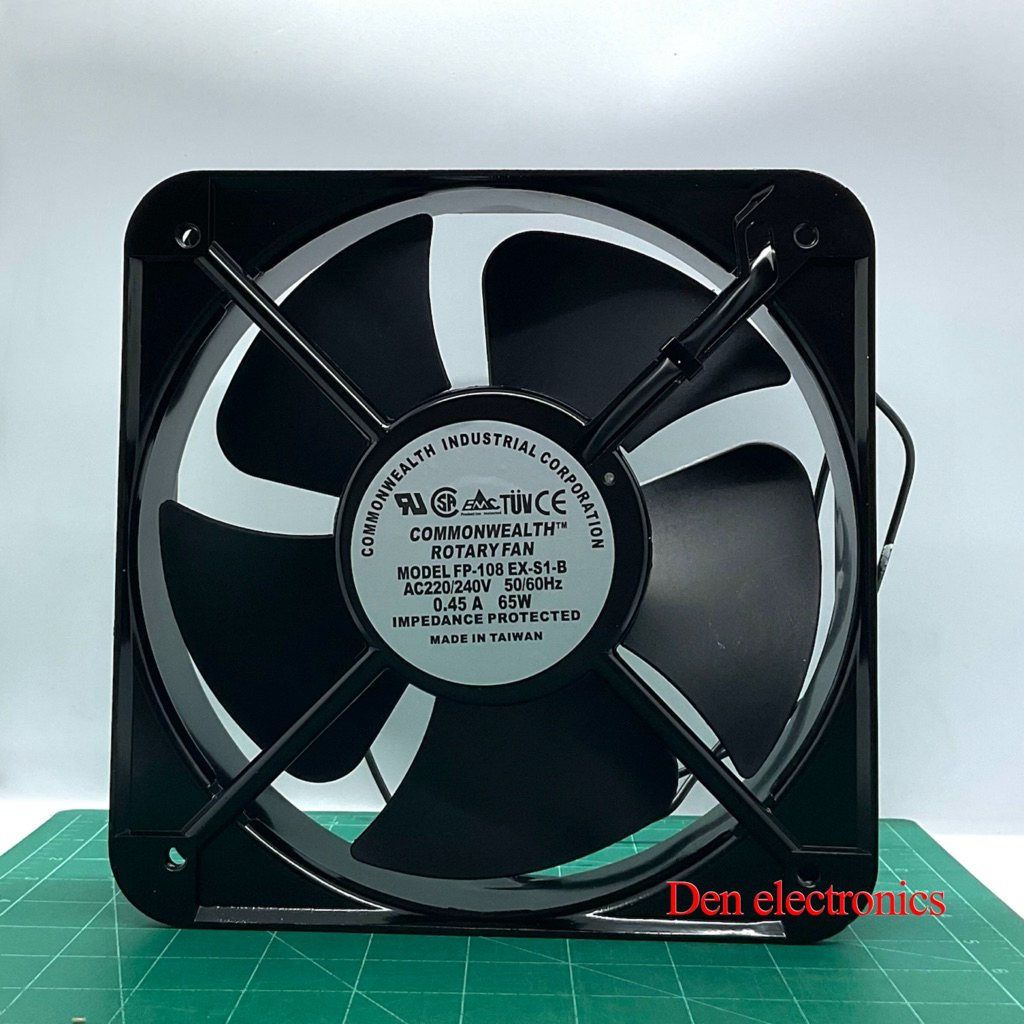 พัดลม 8นิ้ว Model : FP-108 EX-S1-B AC220-240 50/60Hz 0.45A 65W size 200x200x60mm