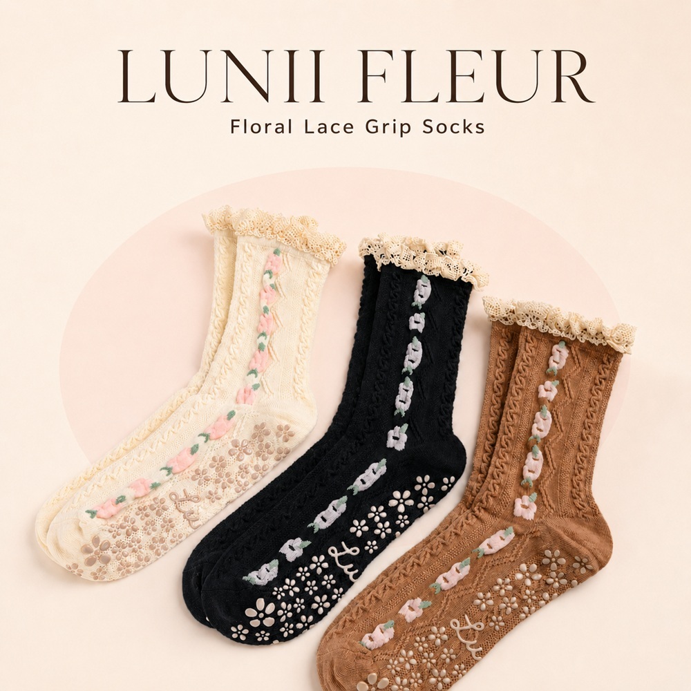 LUNII FLEUR ถุงเท้าพิลาทิส ถุงเท้ากันลื่น Pilates Grip Socks