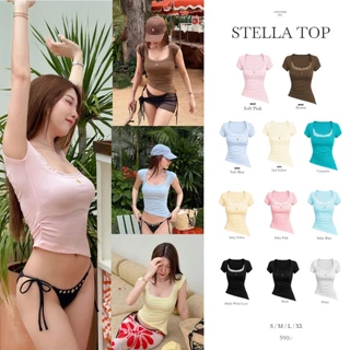 Stella Top 590.- เสื้อคอเหลี่ยม แต่งลูกไม้ ดีไซน์สวยเข้ารูป