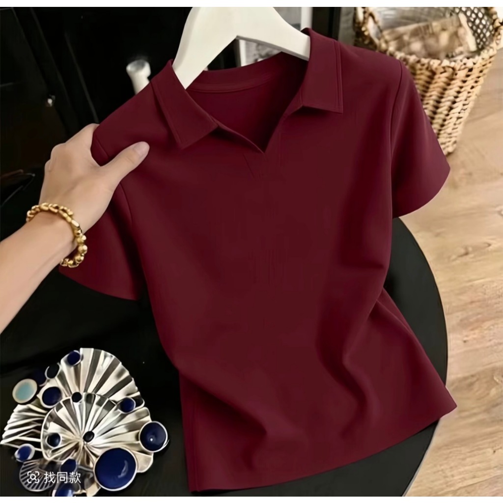 เสื้อโปโลแขนสั้นสำหรับผู้หญิง (คอลเลกชันฤดูร้อน) – สีพื้น ดีไซน์เรียบหรู เสื้อสไตล์เก๋สำหรับสุภาพสตรี