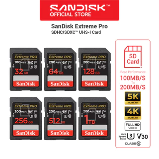 SanDisk Extreme Pro SD Card SDXC Speed R 200MBs 32GB 64GB 128GB ( SDSDXXD ) เมมโมรี่การ์ด กล้อง DSLR