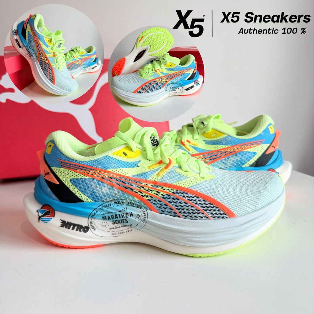 PUMA ของแท้ 100% Deviate NITRO 3 Marathon สีเขียวฟ้า