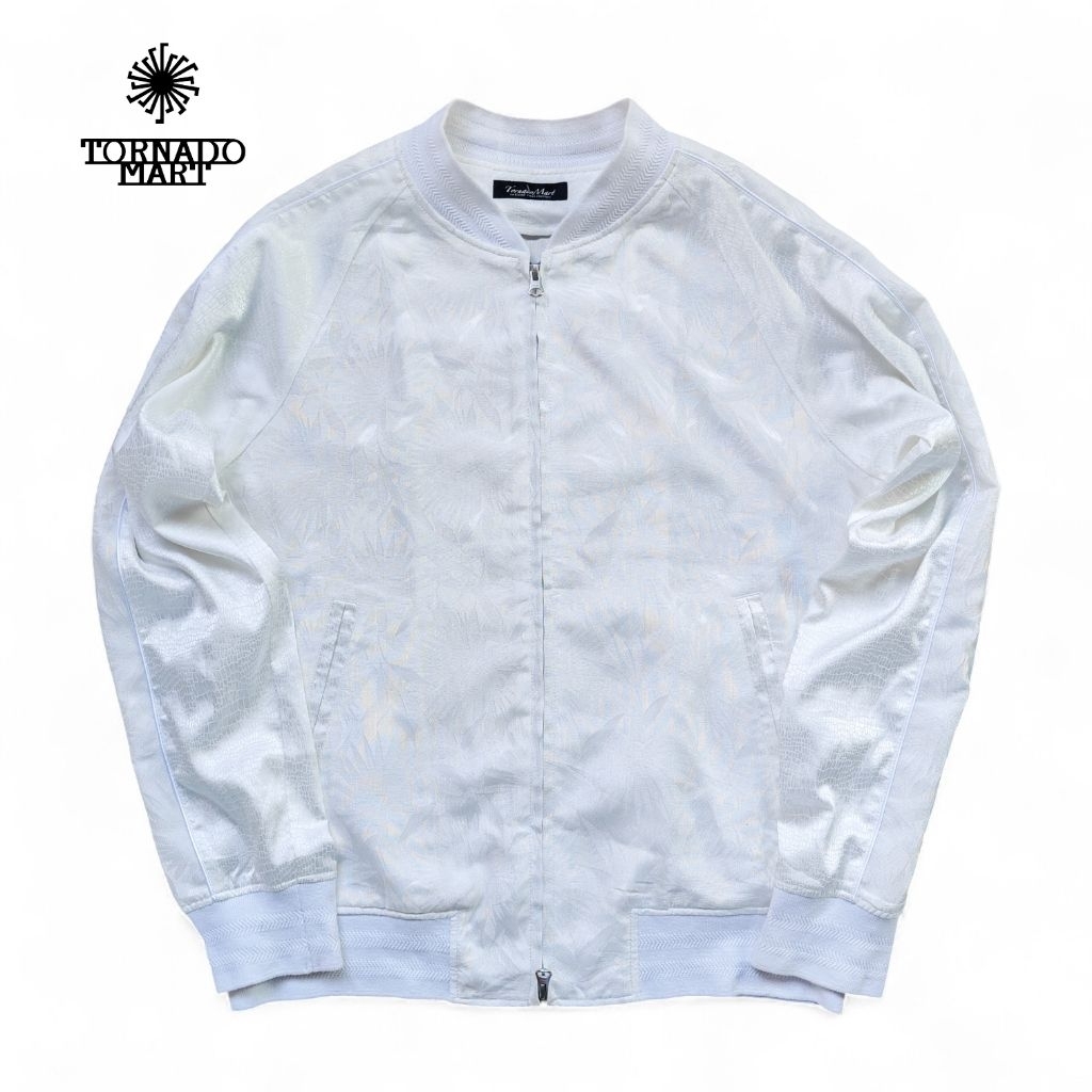 Tornado Mart Japan White Textured Bomber Jacket Full Zip