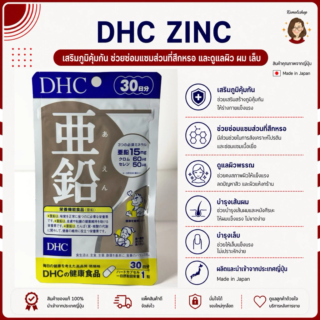 ðŊðĩðŦ DHC ZINC āļāļīāļāļāđ 20 / 30 / 60 āļ§āļąāļ āļŠāļąāļāļāļ°āļŠāļĩ āļāļīāļ§āļāļĢāļĢāļāļāļđāļāļļāđāļĄāļāļļāđāļĄāļāļ·āđāļ āļĨāļāļāļēāļĢāđāļāļīāļāļŠāļīāļ§āļāļĩāđāđāļāļŦāļāđāļē