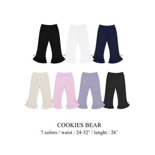 🧸Cookies Bear🧸 กางเกงทรงCapri ติดตัวรูดข้างระบายชาย ผ้ายืด ทรงกำลังฮิต (เนื้อผ้าของแต่ละสีเนื้อผ้าจะต่างกันค่ะ)