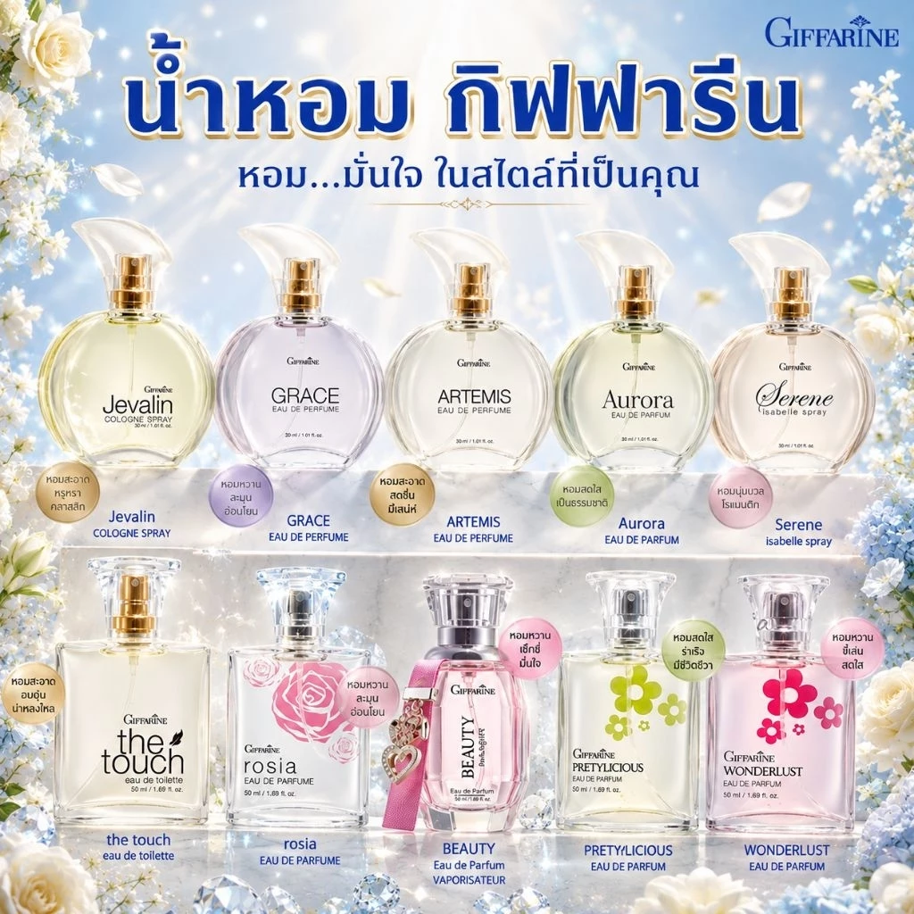 น้ำหอมกิฟฟารีน กลิ่นหอมสดชื่น เติมเสน่ห์ เพิ่มความมั่นใจ ติดทนยาวนานตลอดทั้งวัน