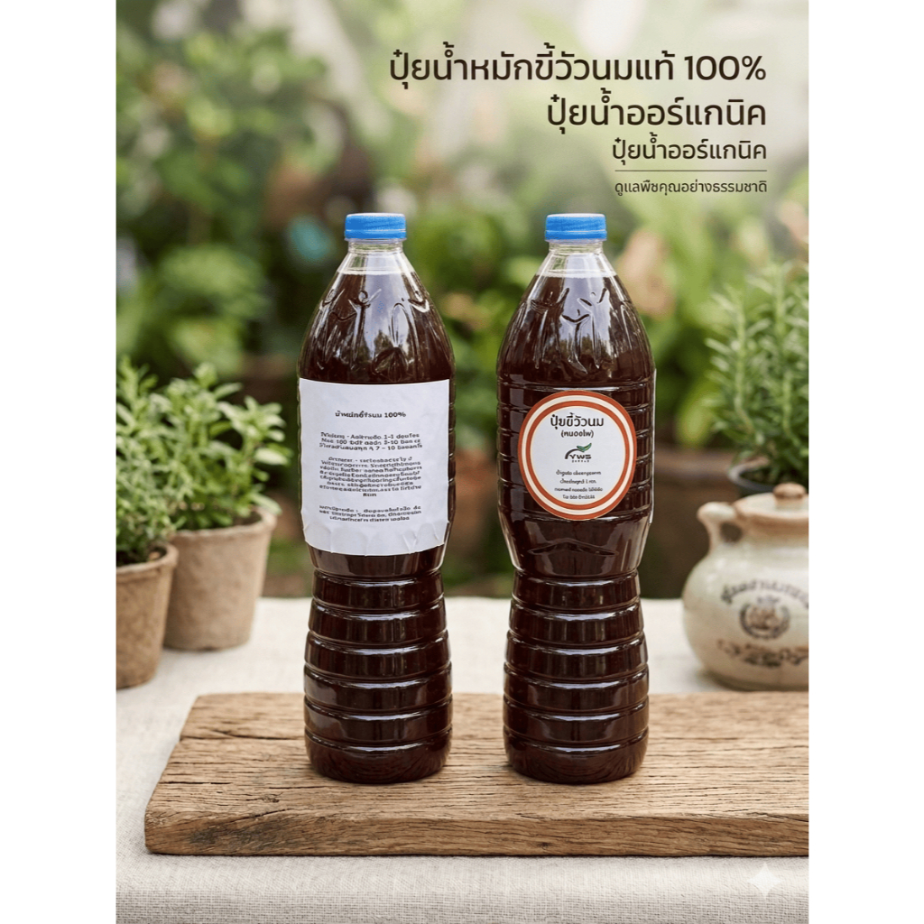 ปุ๋ยน้ำหมักขี้วัวนมแท้ 100 % [สูตรเข้มข้น] เร่งใบเขียวไว โตทันใจ ปลอดภัยไร้สารเคมี ขนาด 1.5 ML