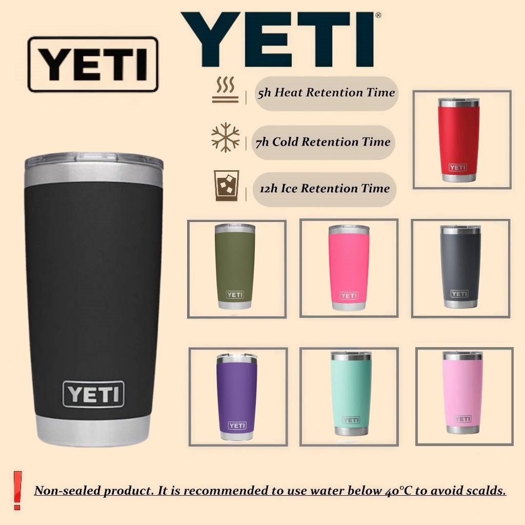 YETI Tumbler 20oz แก้วน้ำสแตนเลส เก็บร้อน5ชม เก็บเย็น7ชม ของแท้100% หลายสี