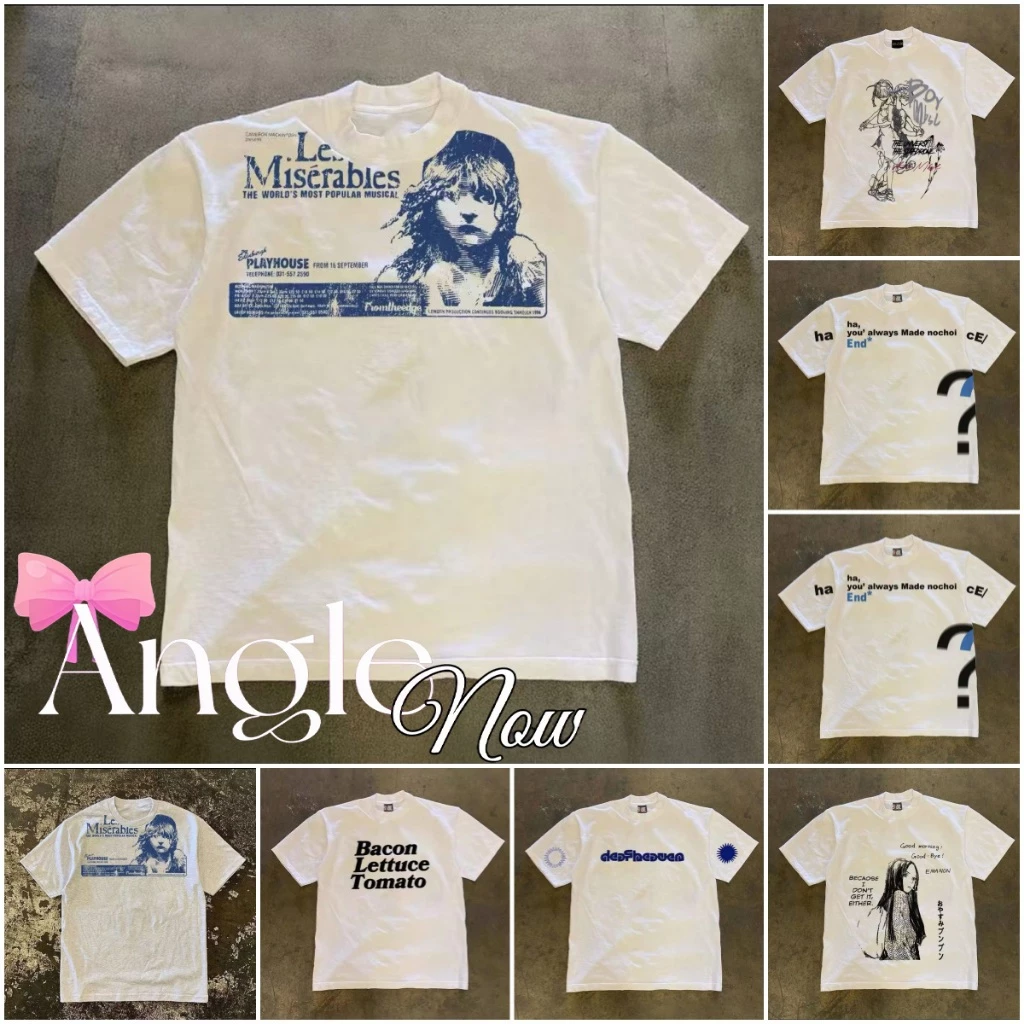 (COD) Angle Official เสื้อยืดผู้หญิงแขนสั้น ลายกราฟิกวินเทจสีน้ำเงิน ทรงหลวม โอเวอร์ไซซ์ ผ้านุ่ม แฟชั่นเกาหลีสตรีท