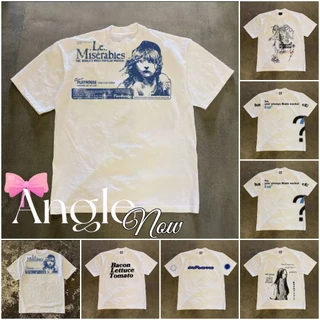 (COD) Angle Official เสื้อยืดผู้หญิงแขนสั้น ลายกราฟิกวินเทจสีน้ำเงิน ทรงหลวม โอเวอร์ไซซ์ ผ้านุ่ม แฟชั่นเกาหลีสตรีท