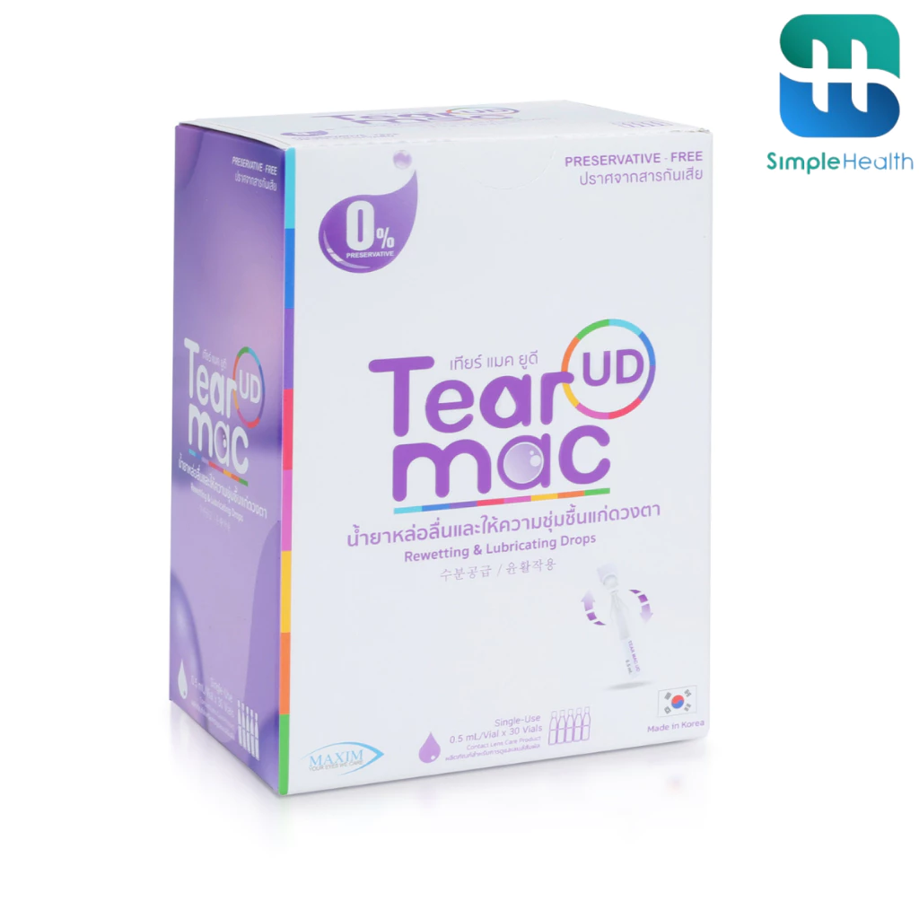 Simple Healthcare น้ำตาเทียม Tearmac UD น้ำยาหล่อลื่น เพิ่มความชุ่มชื้น ลดตาแห้ง ขนาด 0.6ml (ไม่มีสารกันบูด)