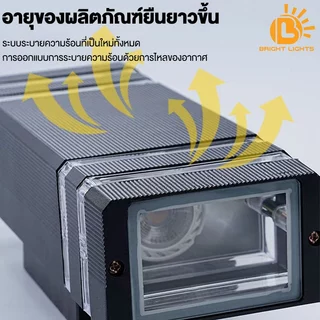 โคมไฟติดผนัง E27 กลางแจ้ง 2 หัว ส่องขึ้น-ลง กันน้ำ พร้อมหลอดไฟ สำหรับสวน ทางเดิน และประตูบ้าน