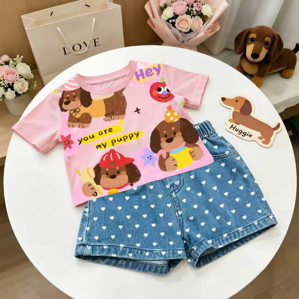 พร้อมส่ง 9883 ชุดเด็กยีนด้อกกี้ bd84-bd87