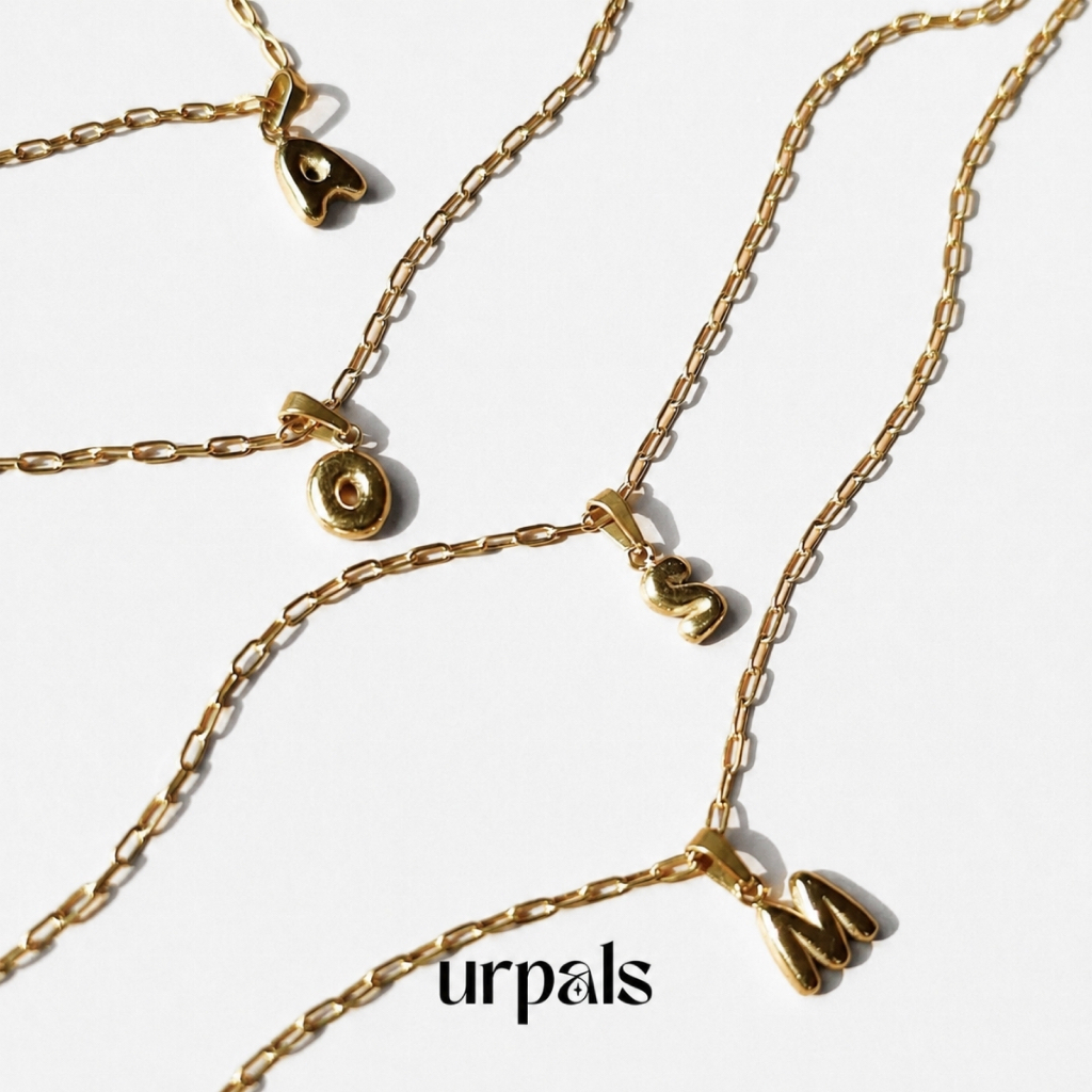 URPALS สร้อยจี้ตัวอักษร ตัวเรือน Stainless ชุบทอง 18K ใส่อาบน้ำ ออกกำลังกายได้