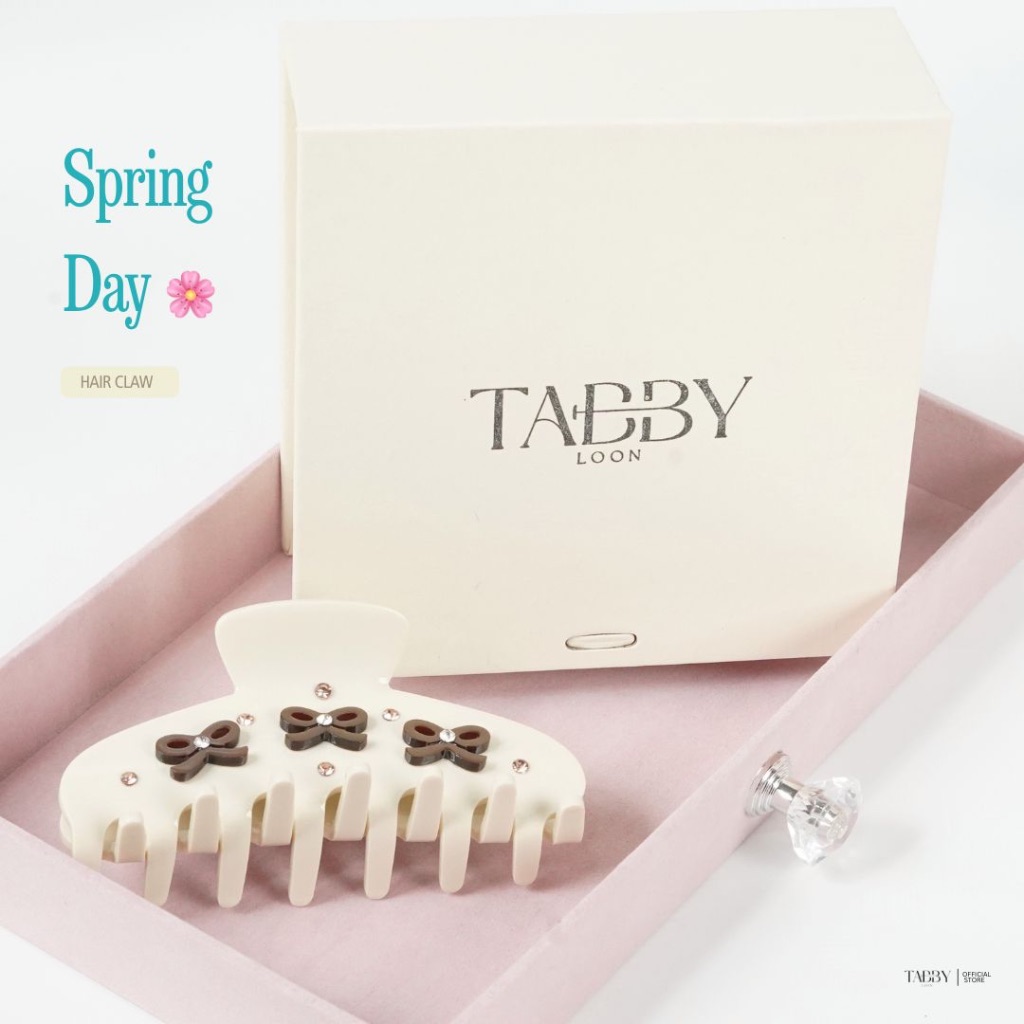 Tabby Loon Spring  Day กิ๊บติดผมริบบิ้นเพรช Free box