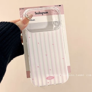 เคสไอโฟน 17 สำหรับ iPhone Air 16 Plus 12 11 15 14 17 Pro Max 14 7 8 Plus X Xr Xs Max ปก IMD ลายดาวสีชมพูหวานหรูหราใหม่