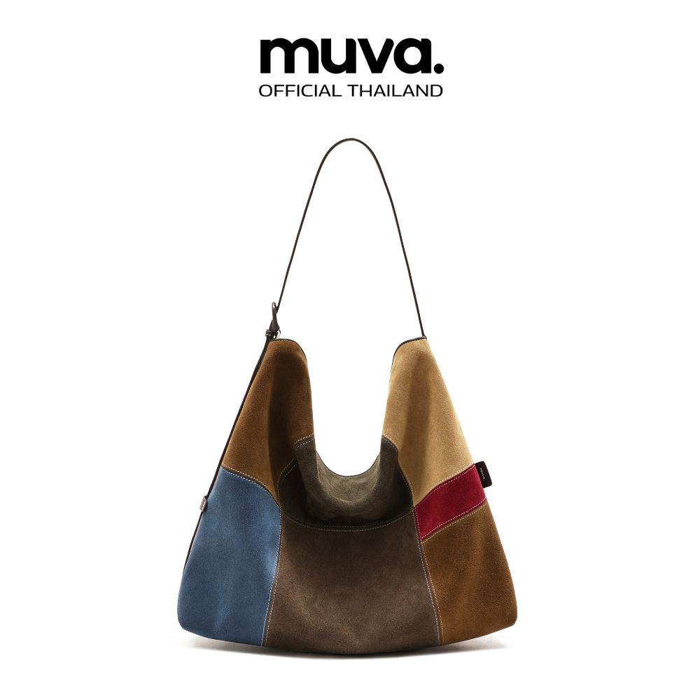 MUVA กระเป๋าสะพาย กระเป๋าหนังกลับ ใบใหญ่ รุ่น BOHO PATCHWORK -MU715