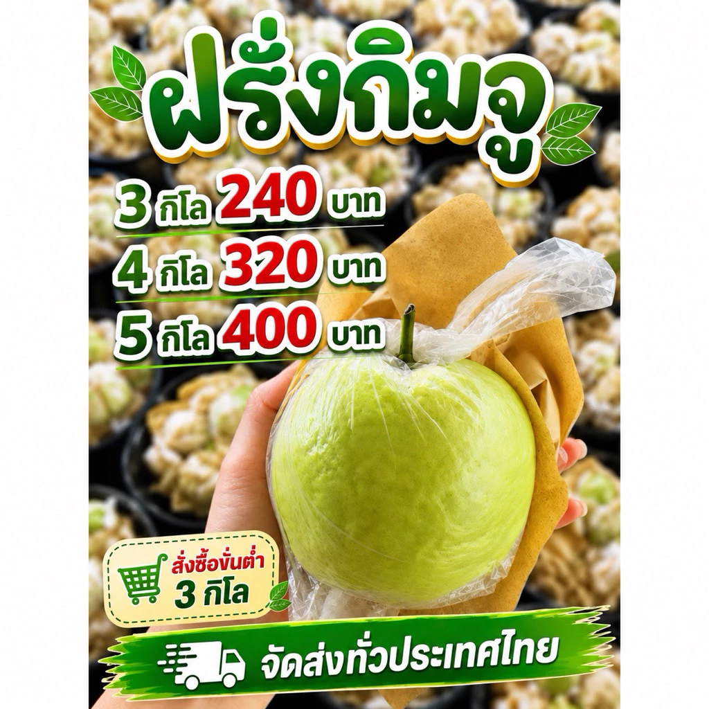 ฝรั่งกิมจูดำเนินสะดวก คัดพิเศษเกรดA ฝรั่งกิมจู สดไหม่ หวาน กรอบ อร่อย