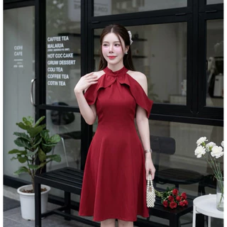 D309 เดรสผ้าบาร์บี้ เปิดไหล่ ยาว 36-37มีไซส์ S-3XL ใส่ทำงาน ออกงาน ทางการ สวยน่ารัก Women Lady Dress