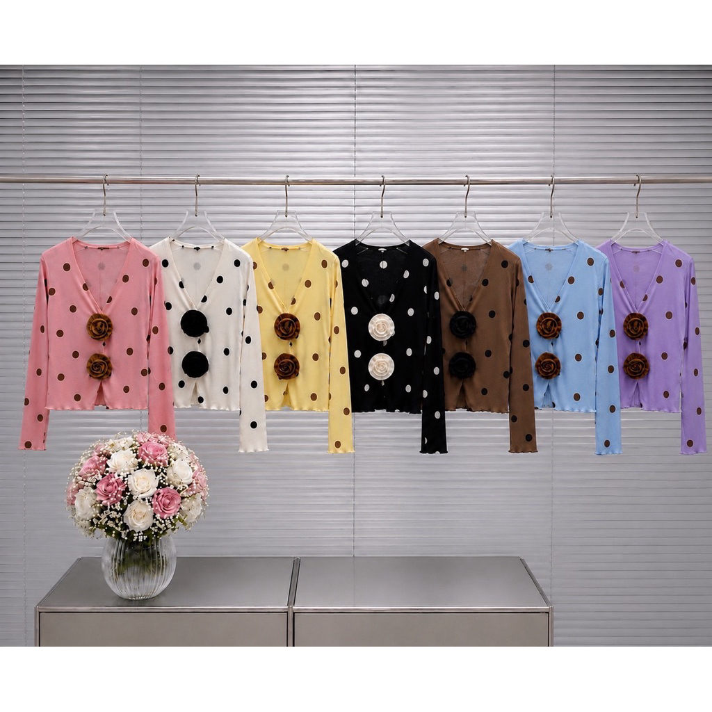 Polkadot Duo Flora เสื้อจุดดอกไม้คู่